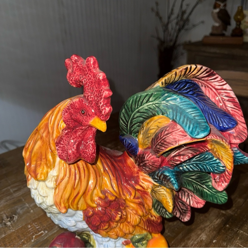 Hand-Painted Multicolor Ceramic Rooster Figurine - Decorative Home Accent - Picture 6 of 9